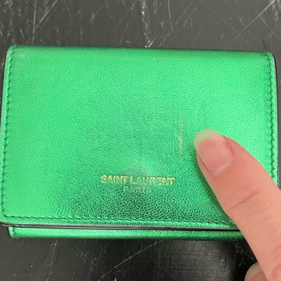 Saint Laurent Iridescent Green Trifold Wallet - Picture 13 of 16